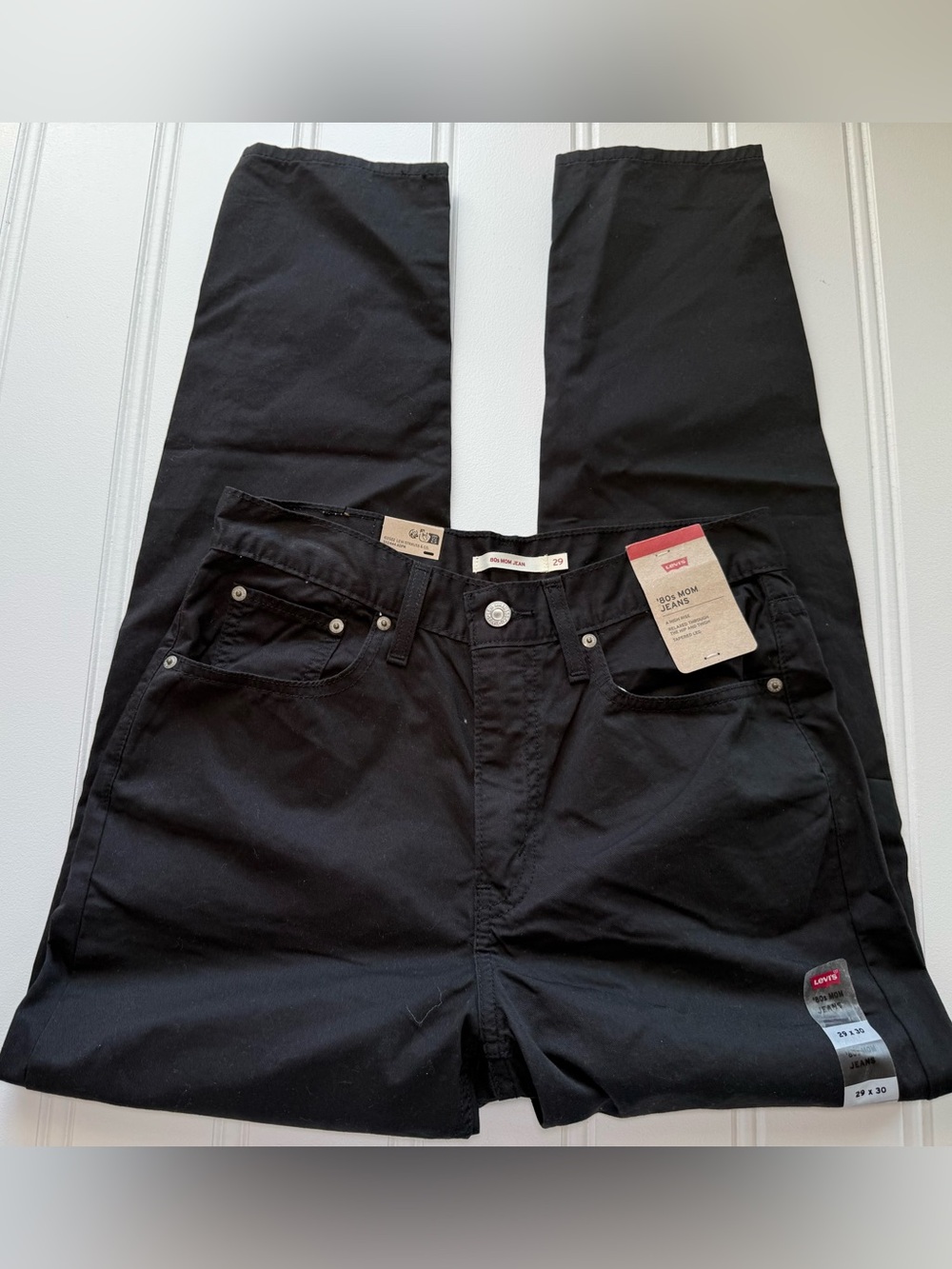 Levi's '80's Mom Jeans High Rise Relaxed Tapered Leg Black Size 29x30 NEW 3206